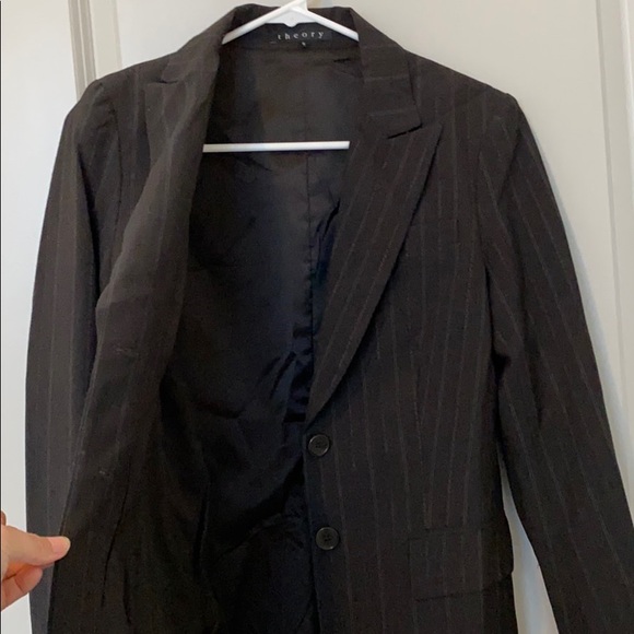 Black Pinstriped Theory Blazer - Picture 5 of 7